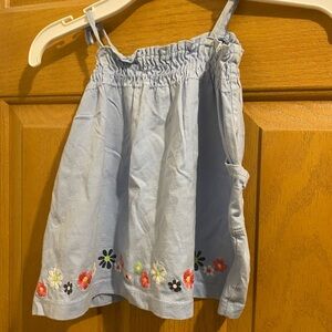 GAP Light Blue Kids Dress with Floral Embroidery